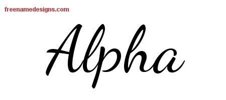Alpha Lively Script Name Tattoo Designs