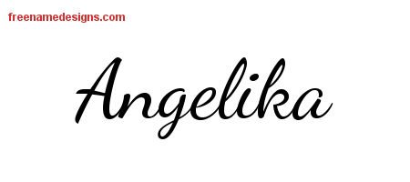 Angelika Lively Script Name Tattoo Designs