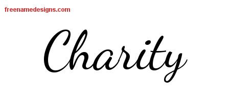 Charity Lively Script Name Tattoo Designs