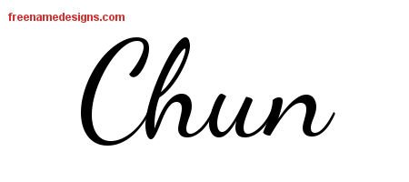 Chun Lively Script Name Tattoo Designs