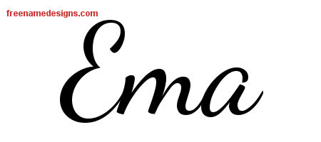 Ema Lively Script Name Tattoo Designs