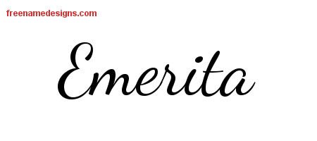 Emerita Lively Script Name Tattoo Designs