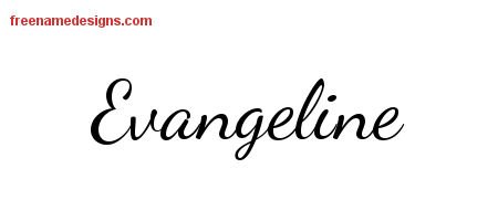 Evangeline Lively Script Name Tattoo Designs