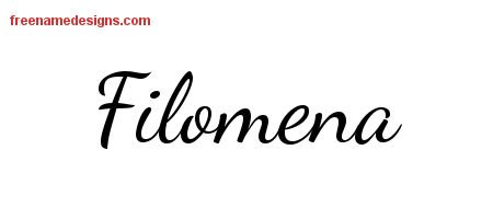 Filomena Lively Script Name Tattoo Designs