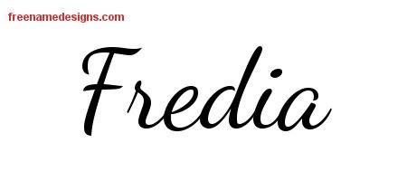 Fredia Lively Script Name Tattoo Designs