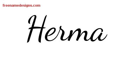 Herma Lively Script Name Tattoo Designs