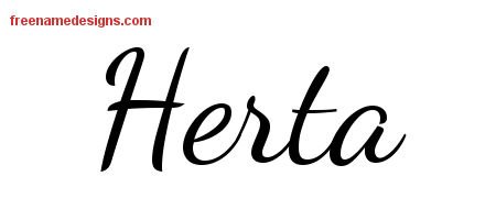 Herta Lively Script Name Tattoo Designs