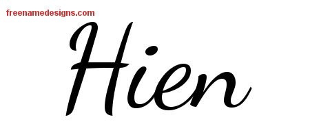 Hien Lively Script Name Tattoo Designs