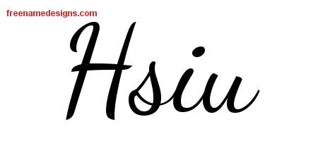 Hsiu Lively Script Name Tattoo Designs