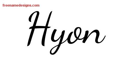 Hyon Lively Script Name Tattoo Designs