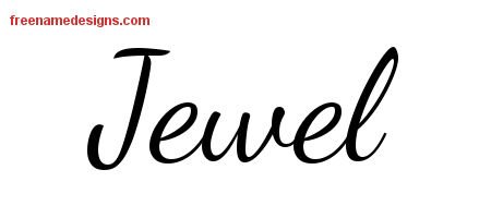 Jewel Lively Script Name Tattoo Designs
