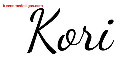Kori Lively Script Name Tattoo Designs