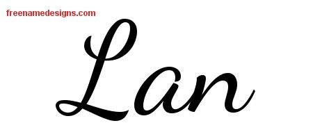 Lan Lively Script Name Tattoo Designs
