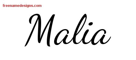 Malia Lively Script Name Tattoo Designs