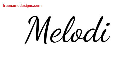 Melodi Lively Script Name Tattoo Designs