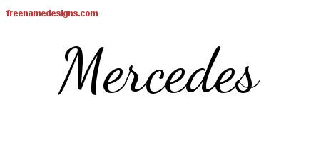 Mercedes Lively Script Name Tattoo Designs