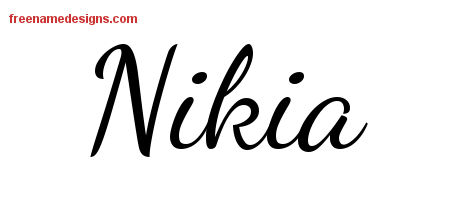 Nikia Lively Script Name Tattoo Designs