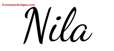 Nila Lively Script Name Tattoo Designs