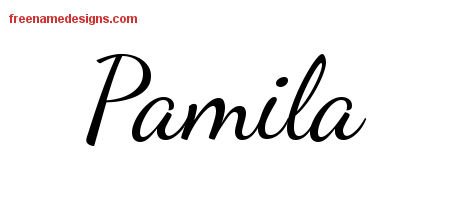 Pamila Lively Script Name Tattoo Designs