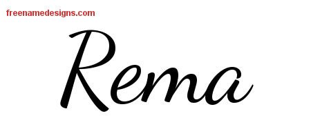 Rema Lively Script Name Tattoo Designs