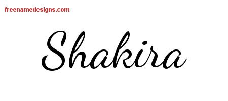 Shakira Lively Script Name Tattoo Designs
