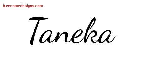 Taneka Lively Script Name Tattoo Designs