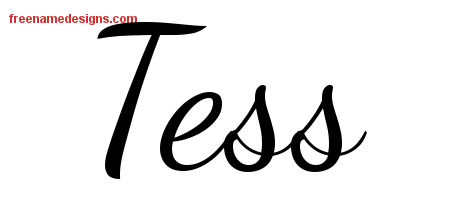 Tess Lively Script Name Tattoo Designs