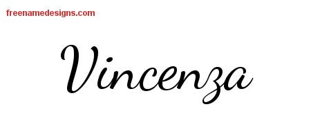 Vincenza Lively Script Name Tattoo Designs