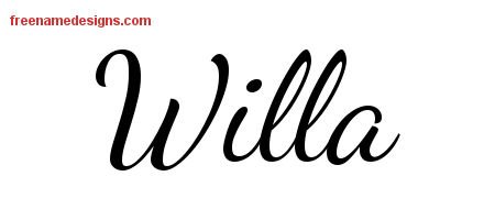 Willa Lively Script Name Tattoo Designs