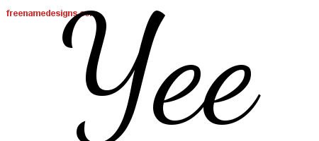Yee Lively Script Name Tattoo Designs
