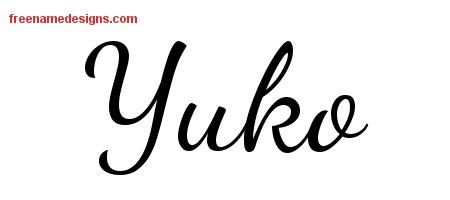 Yuko Lively Script Name Tattoo Designs