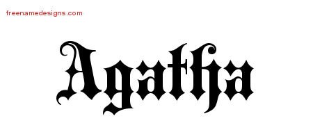Agatha Old English Name Tattoo Designs