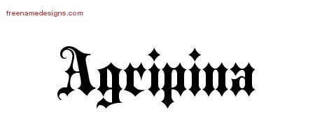 Agripina Old English Name Tattoo Designs