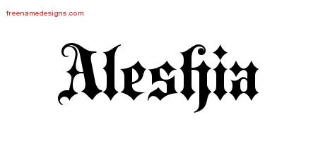 Aleshia Old English Name Tattoo Designs