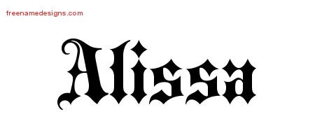 Alissa Old English Name Tattoo Designs