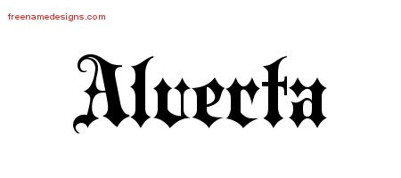 Alverta Old English Name Tattoo Designs