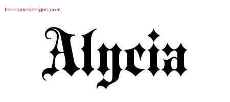 Alycia Old English Name Tattoo Designs