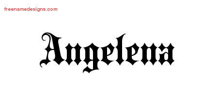 Angelena Old English Name Tattoo Designs