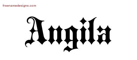 Angila Old English Name Tattoo Designs