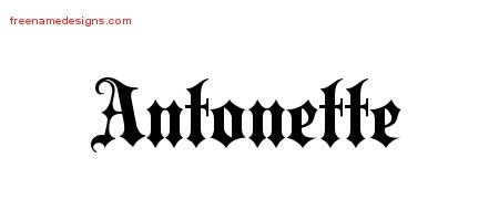 Antonette Old English Name Tattoo Designs
