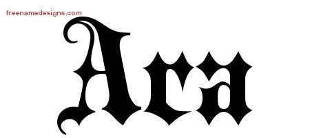 Ara Old English Name Tattoo Designs