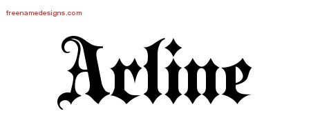 Arline Old English Name Tattoo Designs