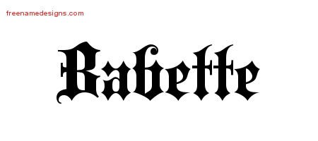 Babette Old English Name Tattoo Designs