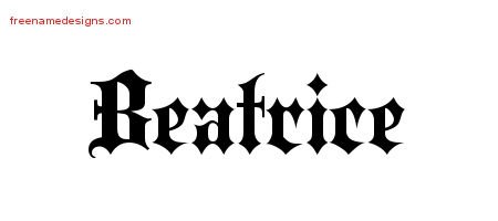 Beatrice Old English Name Tattoo Designs