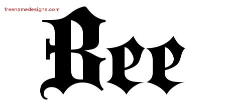 Bee Old English Name Tattoo Designs