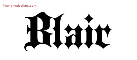 Blair Old English Name Tattoo Designs
