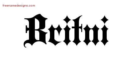 Britni Old English Name Tattoo Designs