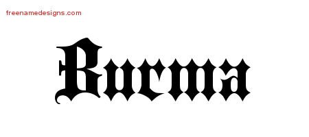 Burma Old English Name Tattoo Designs