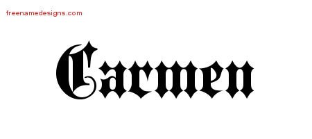 Carmen Old English Name Tattoo Designs