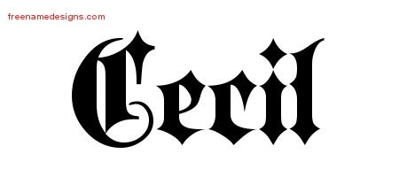 Cecil Old English Name Tattoo Designs